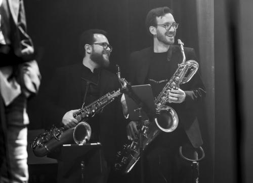 Mark LeClerc (left) and Kaven Jalbert on baritone and alto respectively